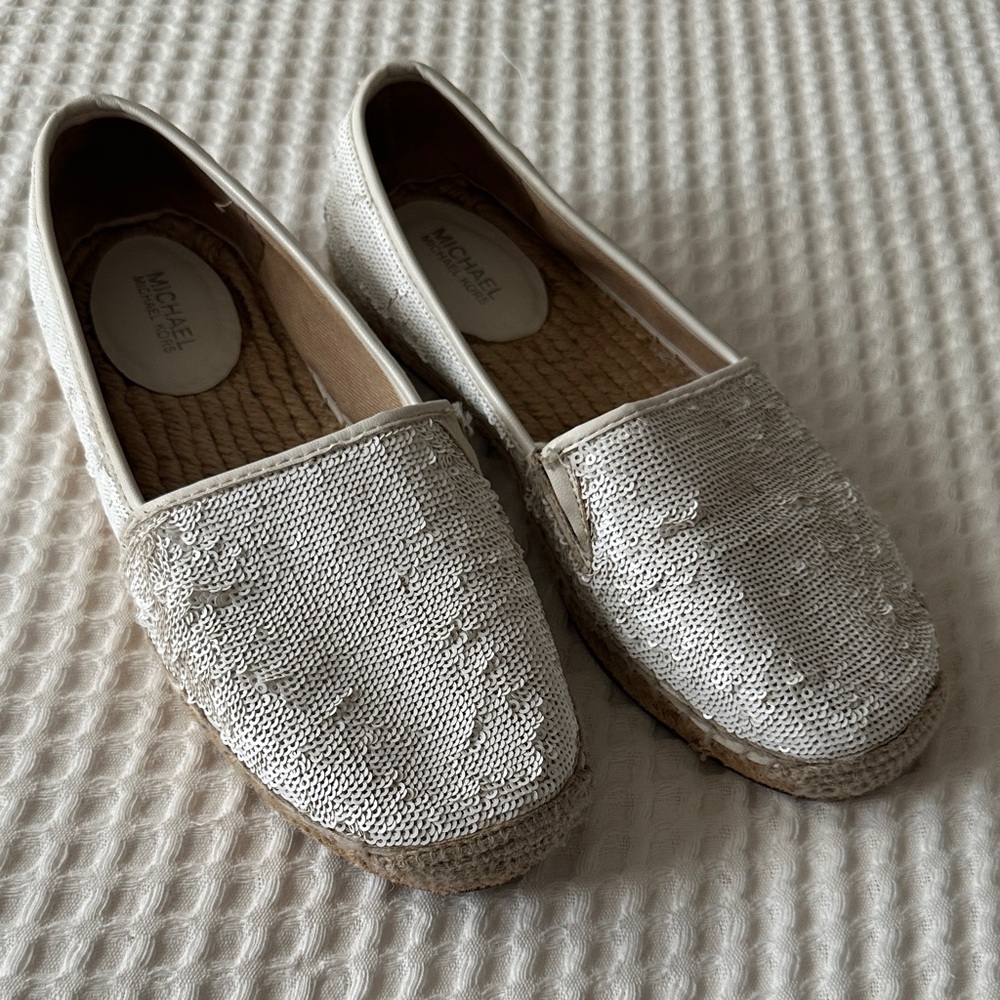 Michael Kors White Sequin Espadrilles